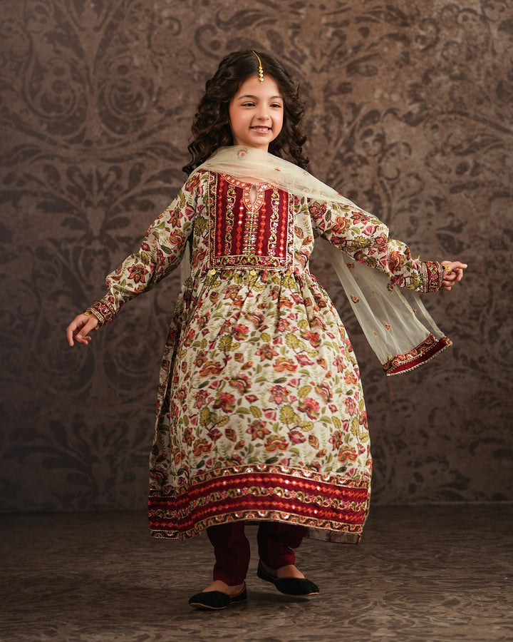 Kids Raw Silk Frock | 1319