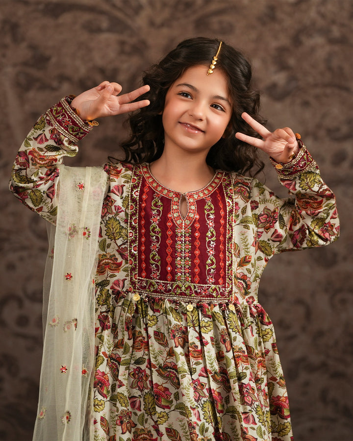 Kids Raw Silk Frock | 1319