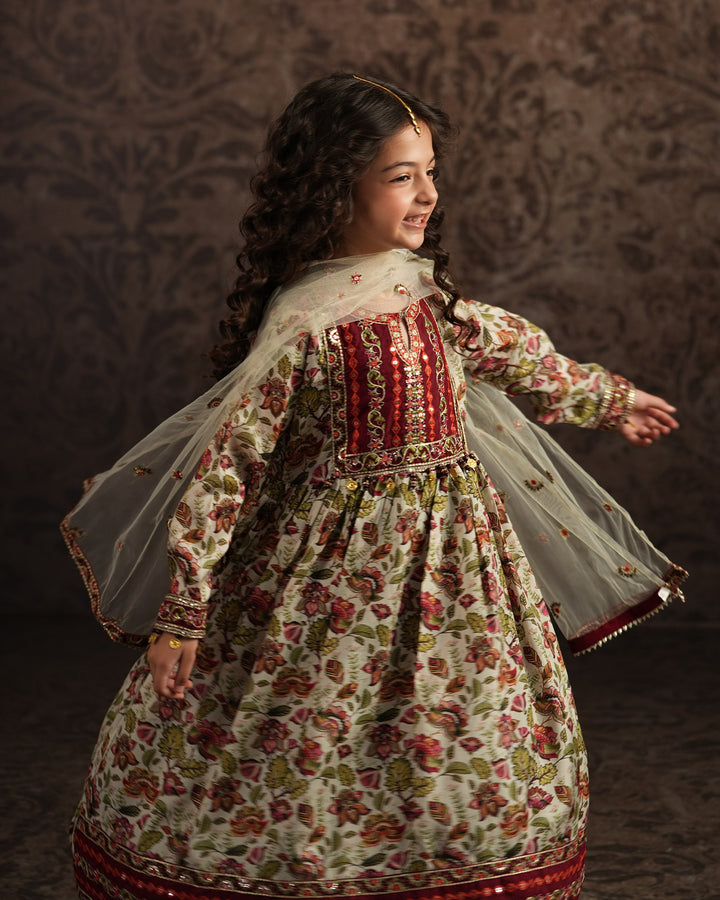 Kids Raw Silk Frock | 1319