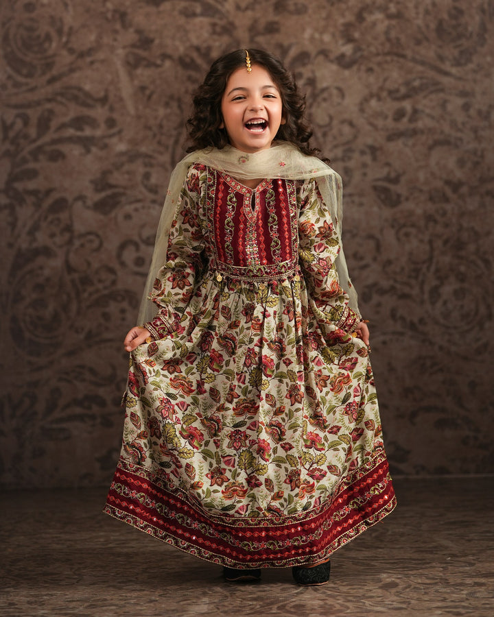 Kids Raw Silk Frock | 1319