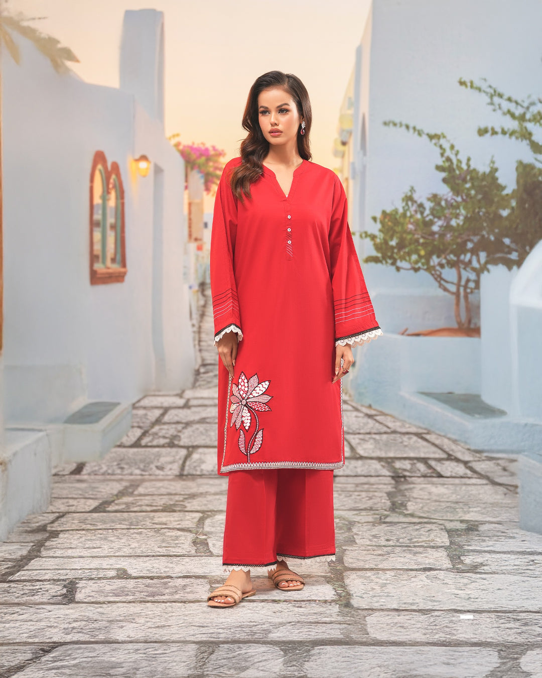 2-Piece Ready-to-Wear Cross Slub Cotton Suit | 17204-IG-C.S.CT - Sha Posh Textile