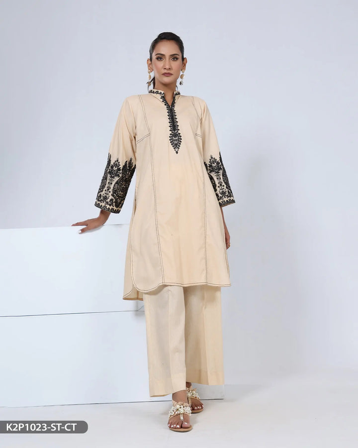 2 Piece Embroidered Cotton Suit | 1023-ST-R.CT Sha Posh Textile