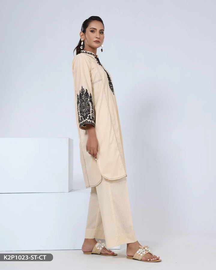 2 Piece Embroidered Cotton Suit | 1023-ST-R.CT Sha Posh Textile