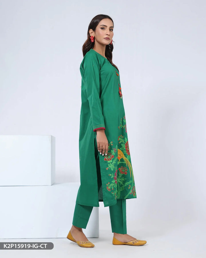 2 Piece Embroidered Cotton Suit | 15919-IG-R.CT Sha Posh Textile