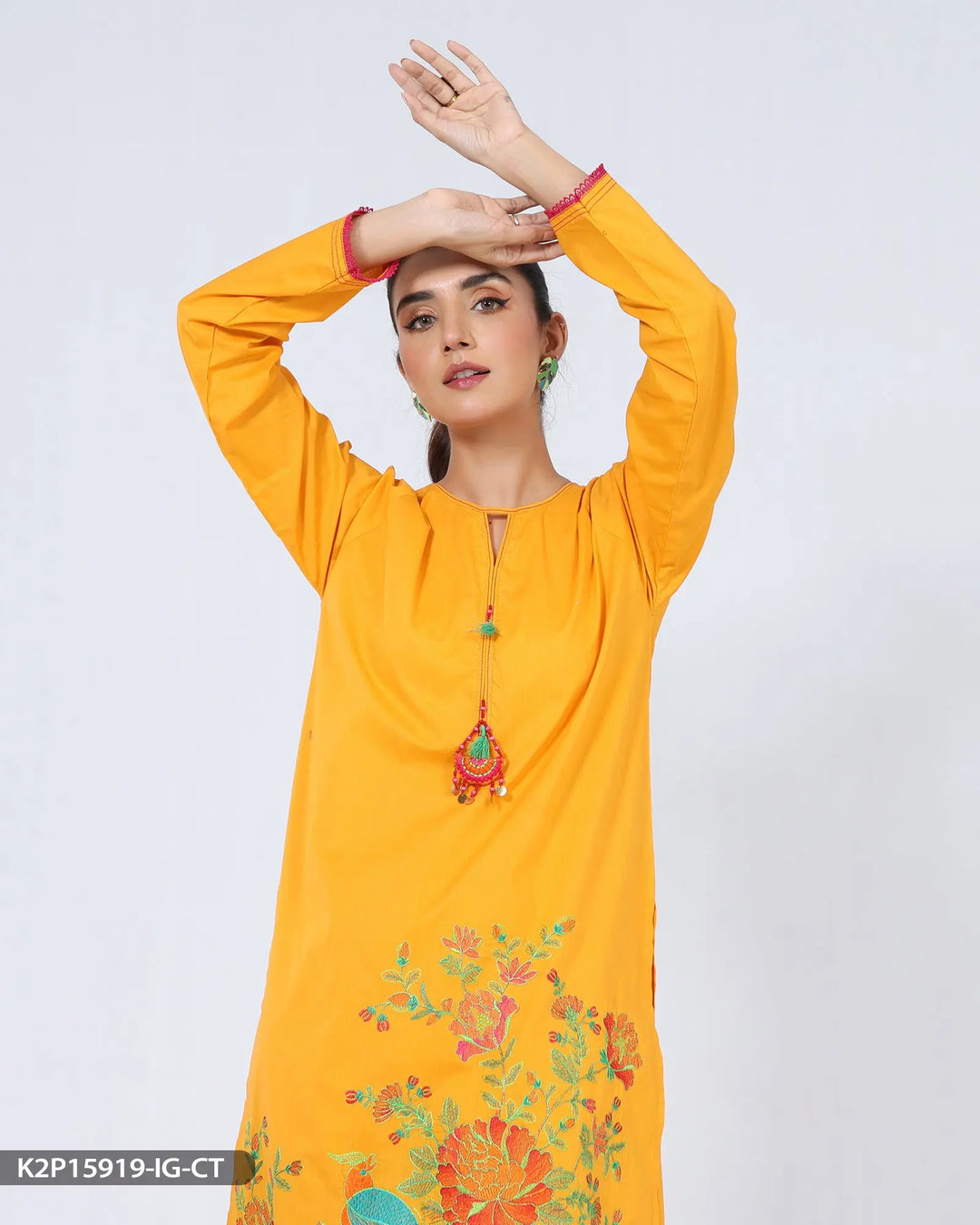 2 Piece Embroidered Cotton Suit | 15919-IG-R.CT Sha Posh Textile