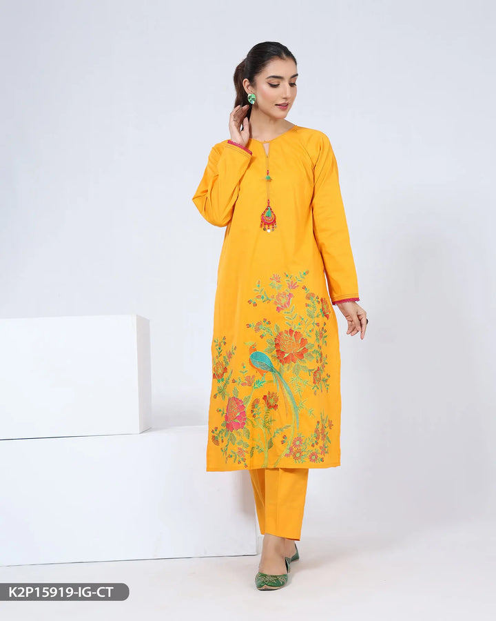 2 Piece Embroidered Cotton Suit | 15919-IG-R.CT Sha Posh Textile