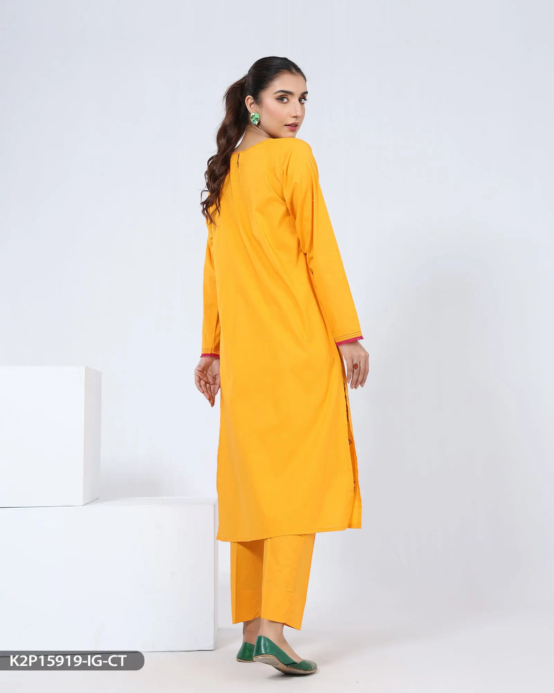 2 Piece Embroidered Cotton Suit | 15919-IG-R.CT Sha Posh Textile