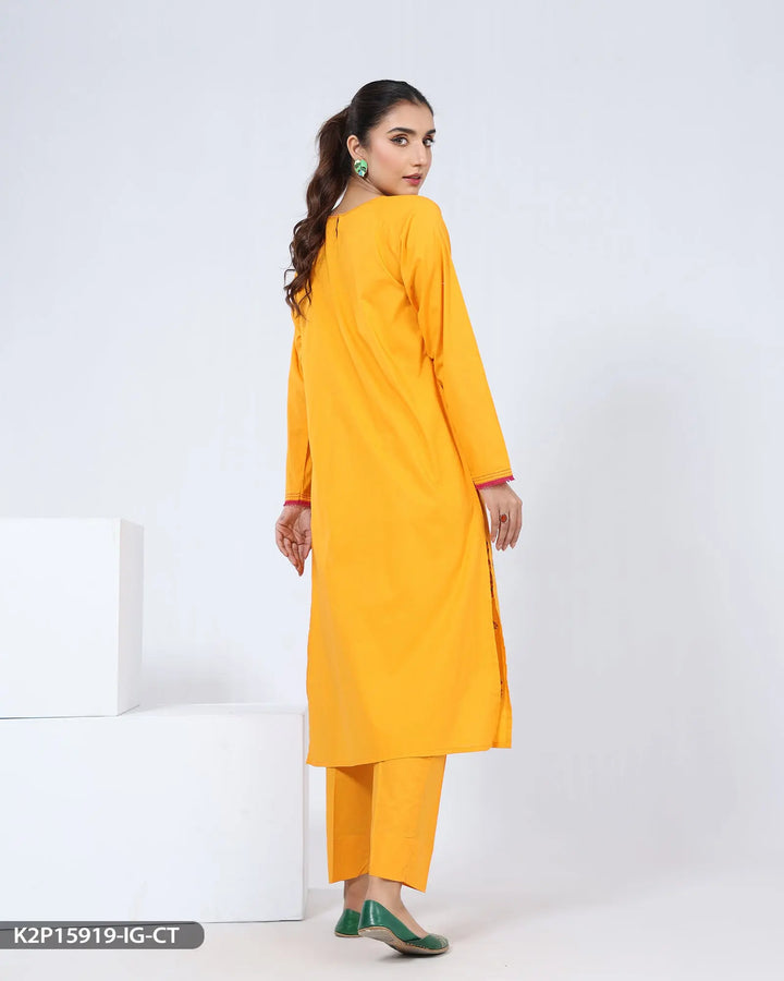 2 Piece Embroidered Cotton Suit | 15919-IG-R.CT Sha Posh Textile