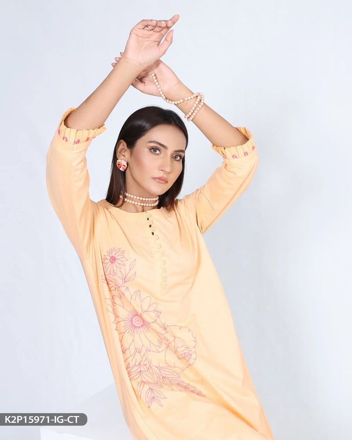 2 Piece Embroidered Cotton Suit | 15971-IG-S.CT Sha Posh Textile