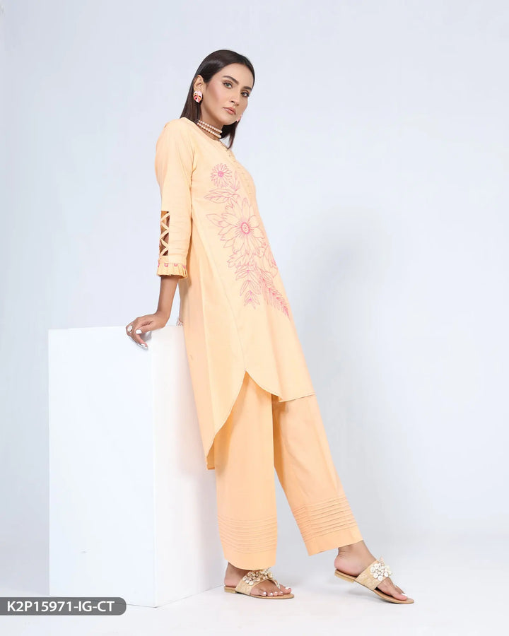 2 Piece Embroidered Cotton Suit | 15971-IG-S.CT Sha Posh Textile