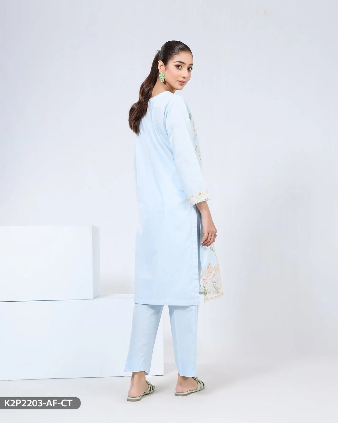 2 Piece Embroidered Cotton Suit | 2203-AF-R.CT Sha Posh Textile