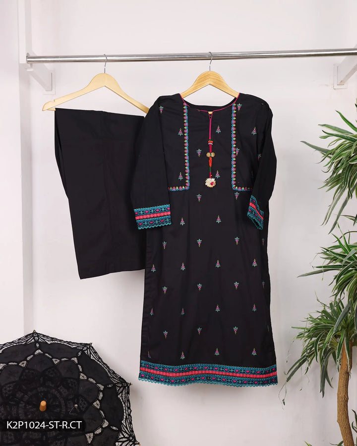 2 Piece Embroidered Suit | 1024-ST-R.CT ShaPosh Textile