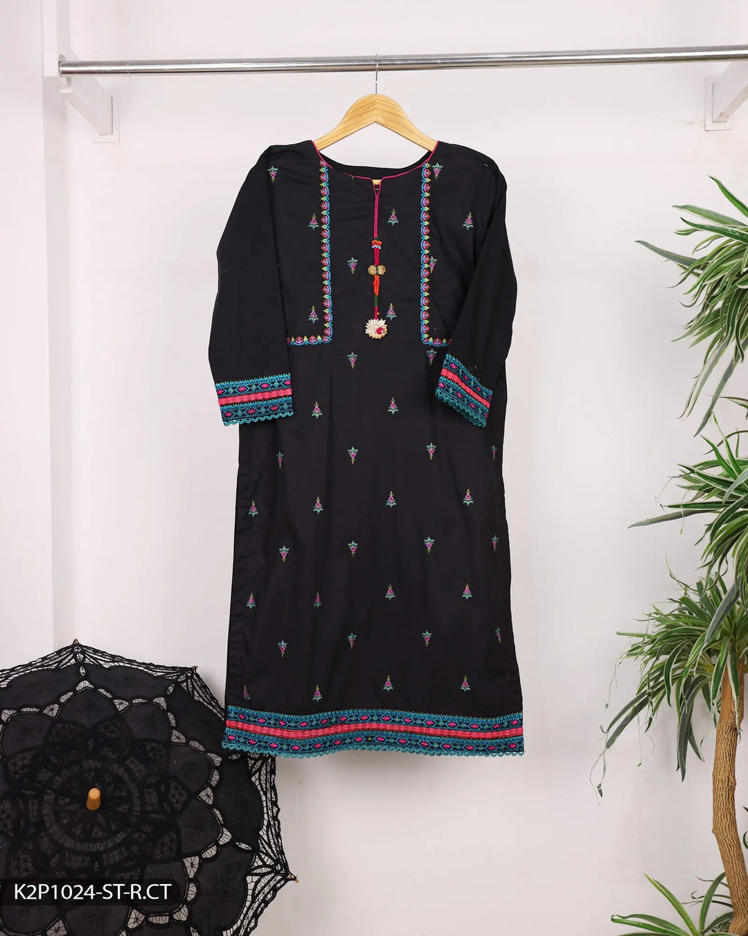 2 Piece Embroidered Suit | 1024-ST-R.CT ShaPosh Textile