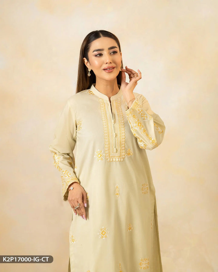 2 Piece Embroidered Suit | 17000-IG-CT Sha Posh Textile