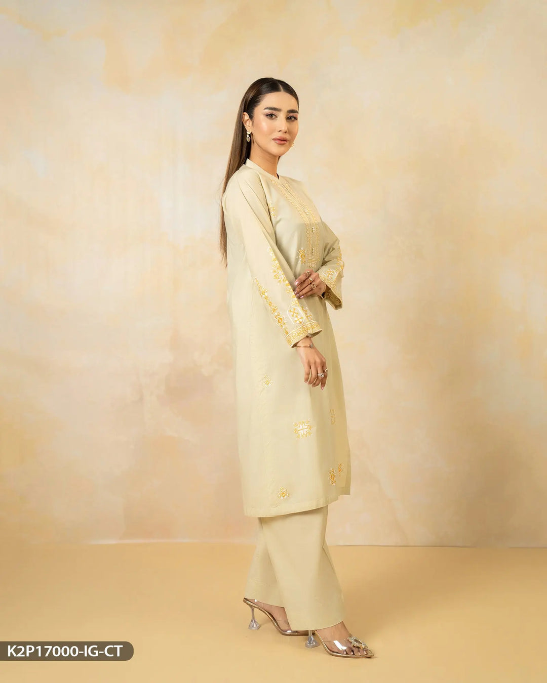 2 Piece Embroidered Suit | 17000-IG-CT Sha Posh Textile