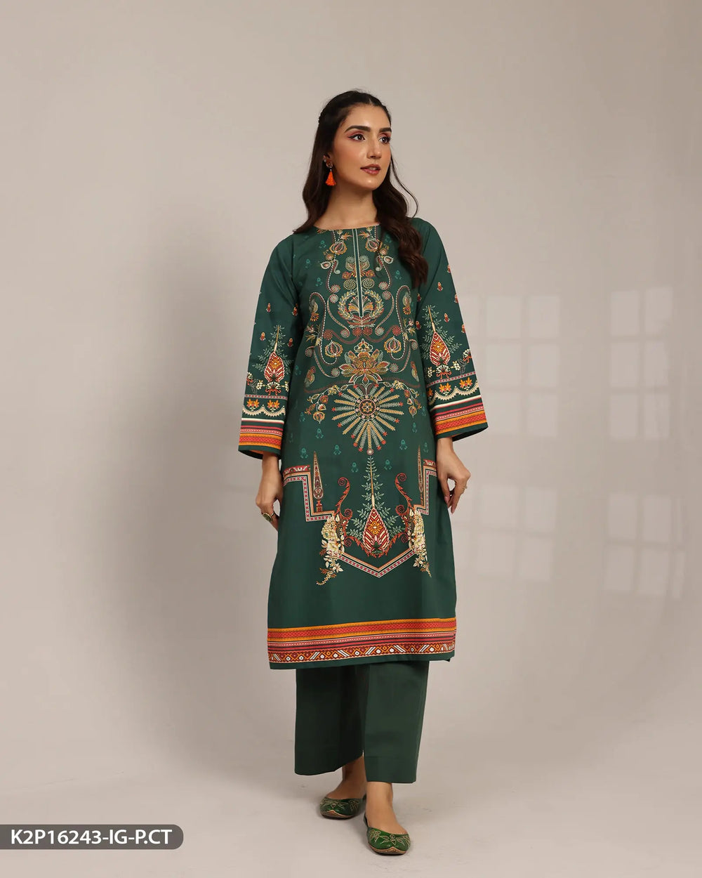 2 Piece Printed Poplin Cotton  Suit | 16243-IG-P.CT Sha Posh Textile