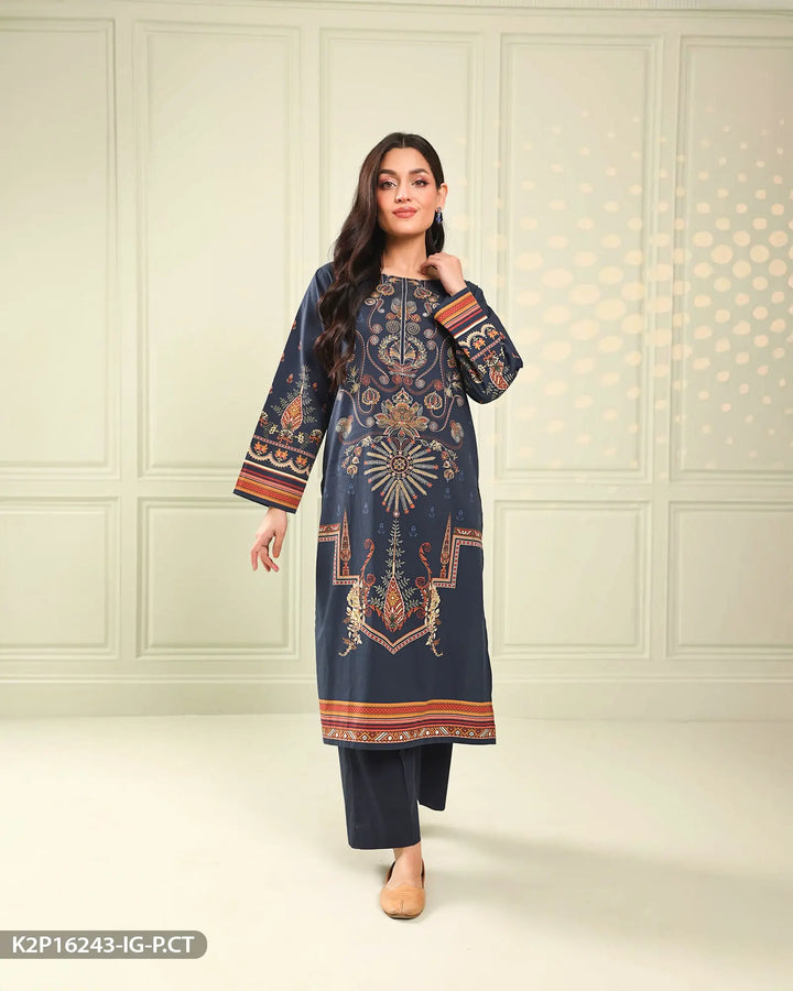 2 Piece Printed Poplin Cotton  Suit | 16243-IG-P.CT Sha Posh Textile