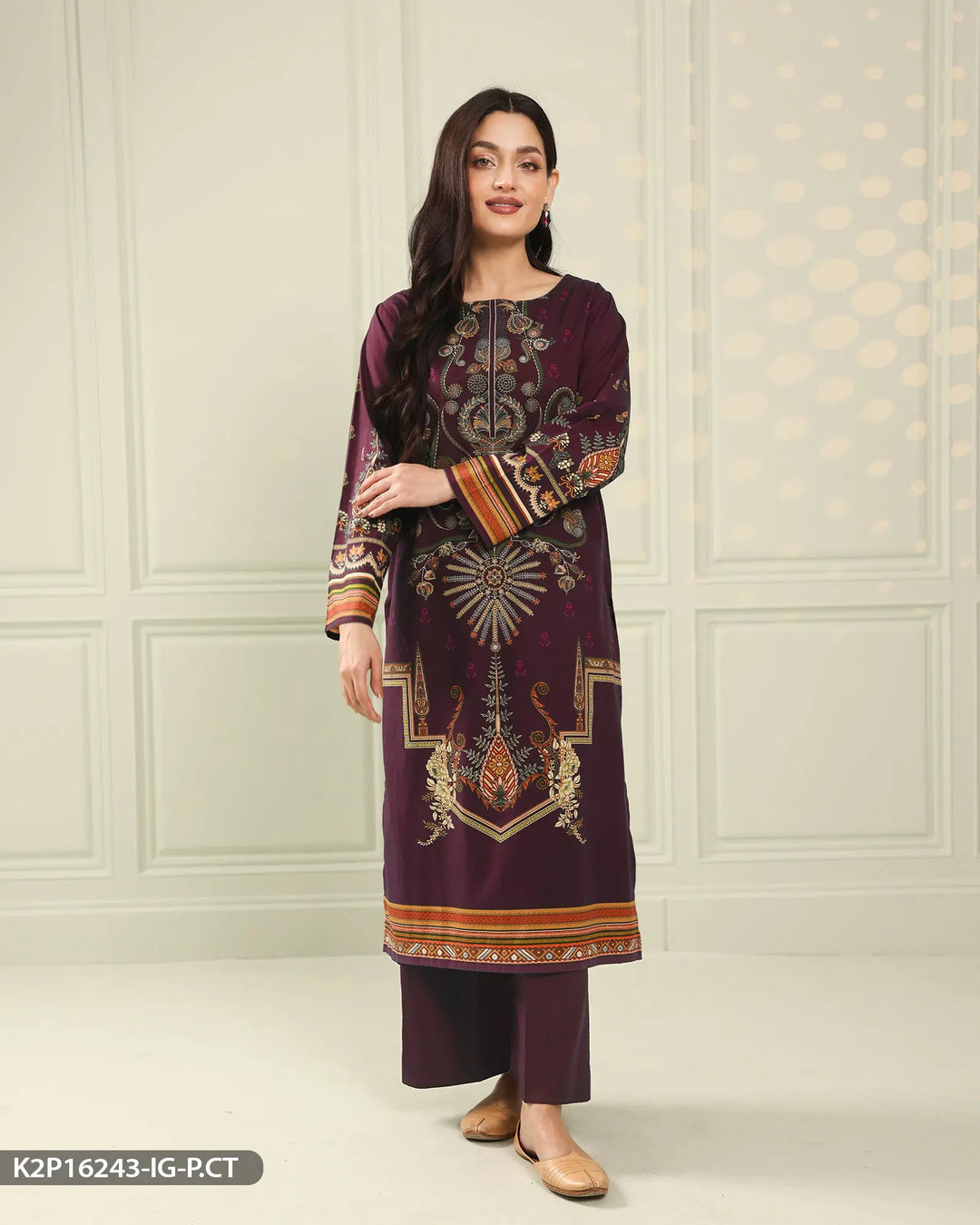 2 Piece Printed Poplin Cotton  Suit | 16243-IG-P.CT Sha Posh Textile