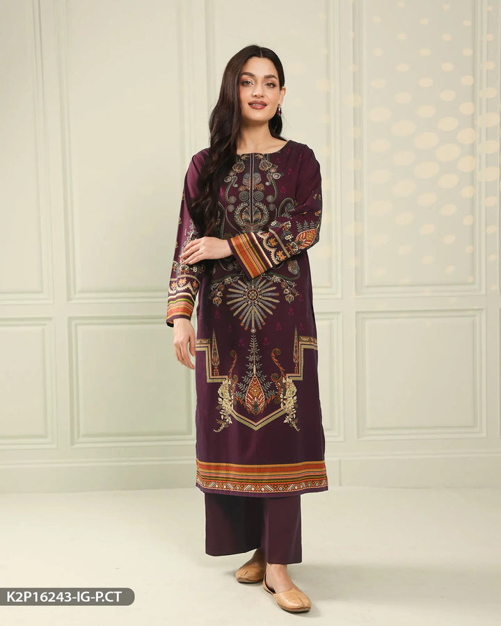 2 Piece Printed Poplin Cotton  Suit | 16243-IG-P.CT Sha Posh Textile