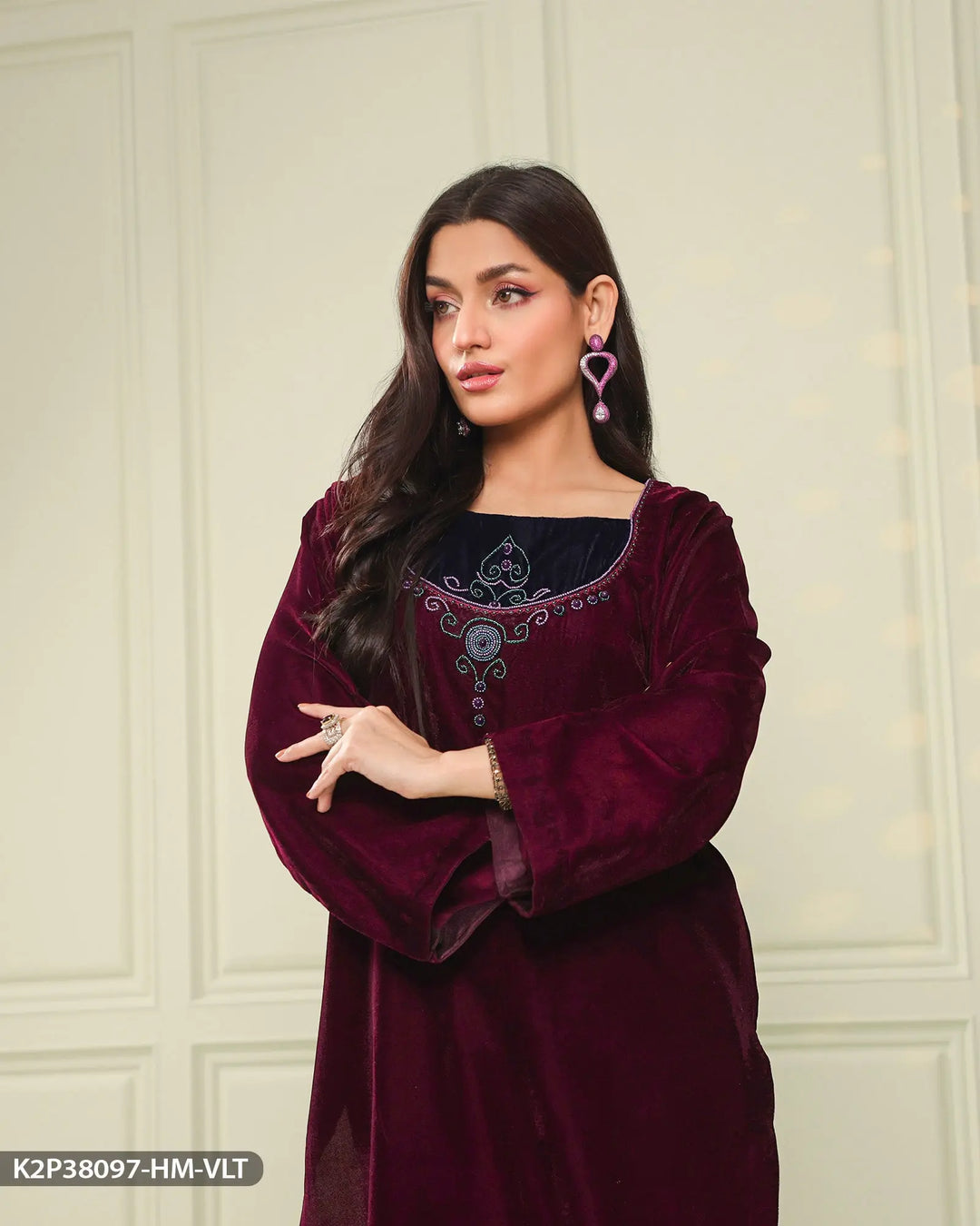 2 Piece Velvet Suit | 38097-HM-VLT Sha Posh Textile