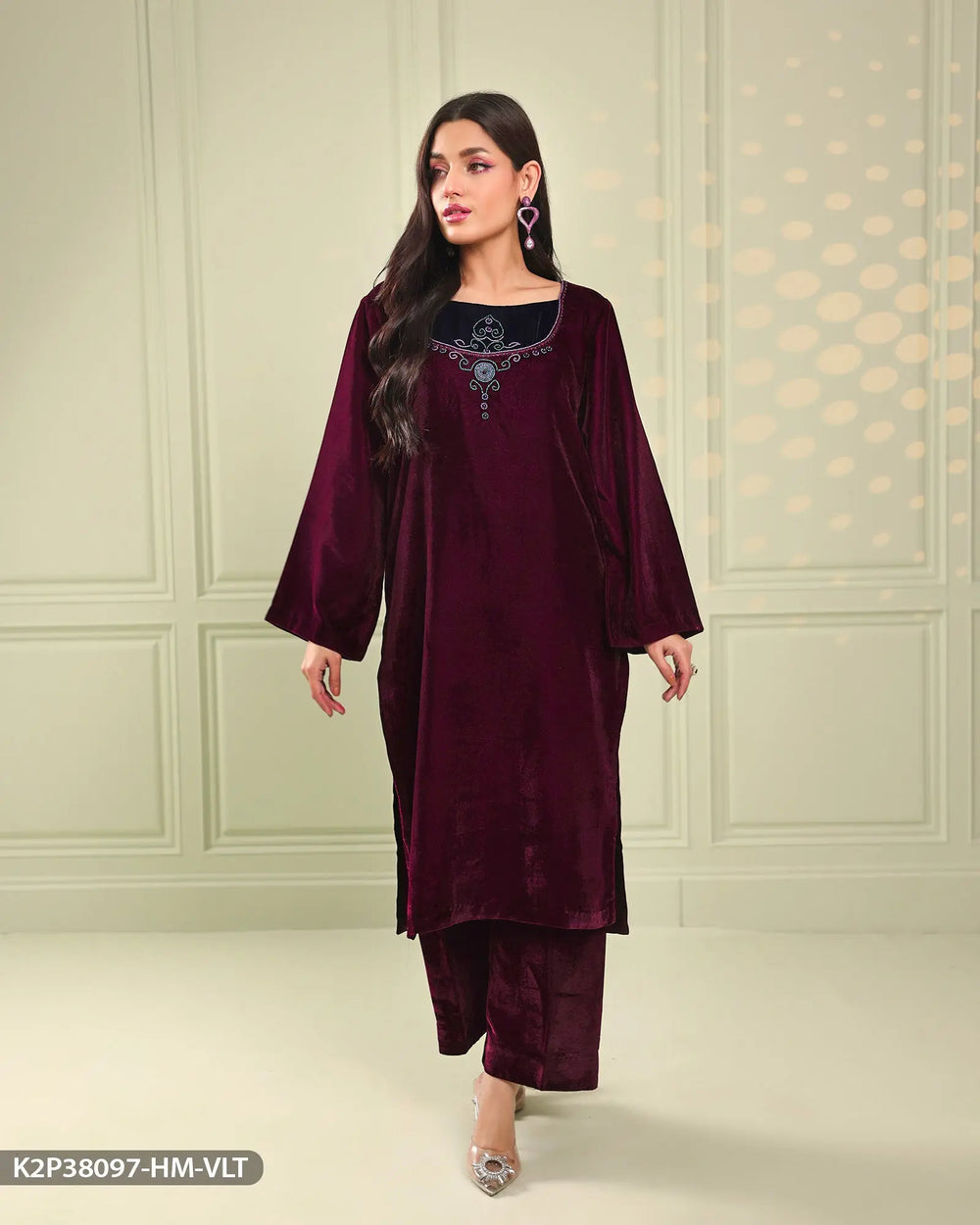 2 Piece Velvet Suit | 38097-HM-VLT Sha Posh Textile