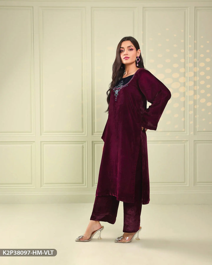 2 Piece Velvet Suit | 38097-HM-VLT Sha Posh Textile