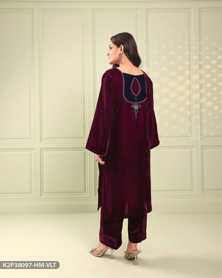 2 Piece Velvet Suit | 38097-HM-VLT Sha Posh Textile