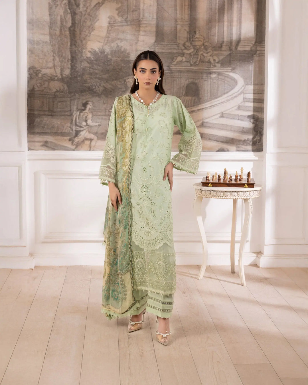 3 Piece Cambric Cotton Suit Stitched | 1116-ST-K.CT Sha Posh Textile