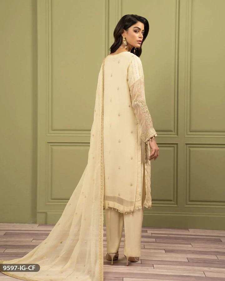 3 Piece Chiffon Suit Embroidered | 9597-IG-CF ShaPosh Textile