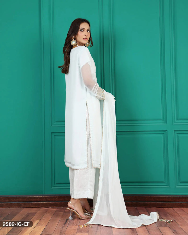 3 Piece Embroidered Chiffon Suit | 9589-IG-CF Sha Posh Textile