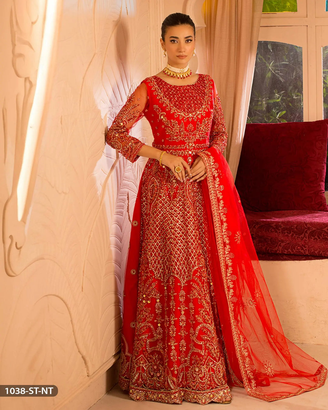 3 Piece Embroidered Maxi | 1038-ST-NT ShaPosh Textile