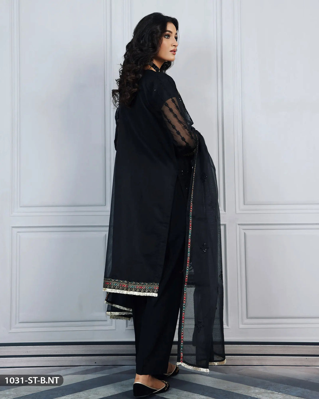 3 Piece Embroidered Suit | 1031-ST-B.NT Sha Posh Textile