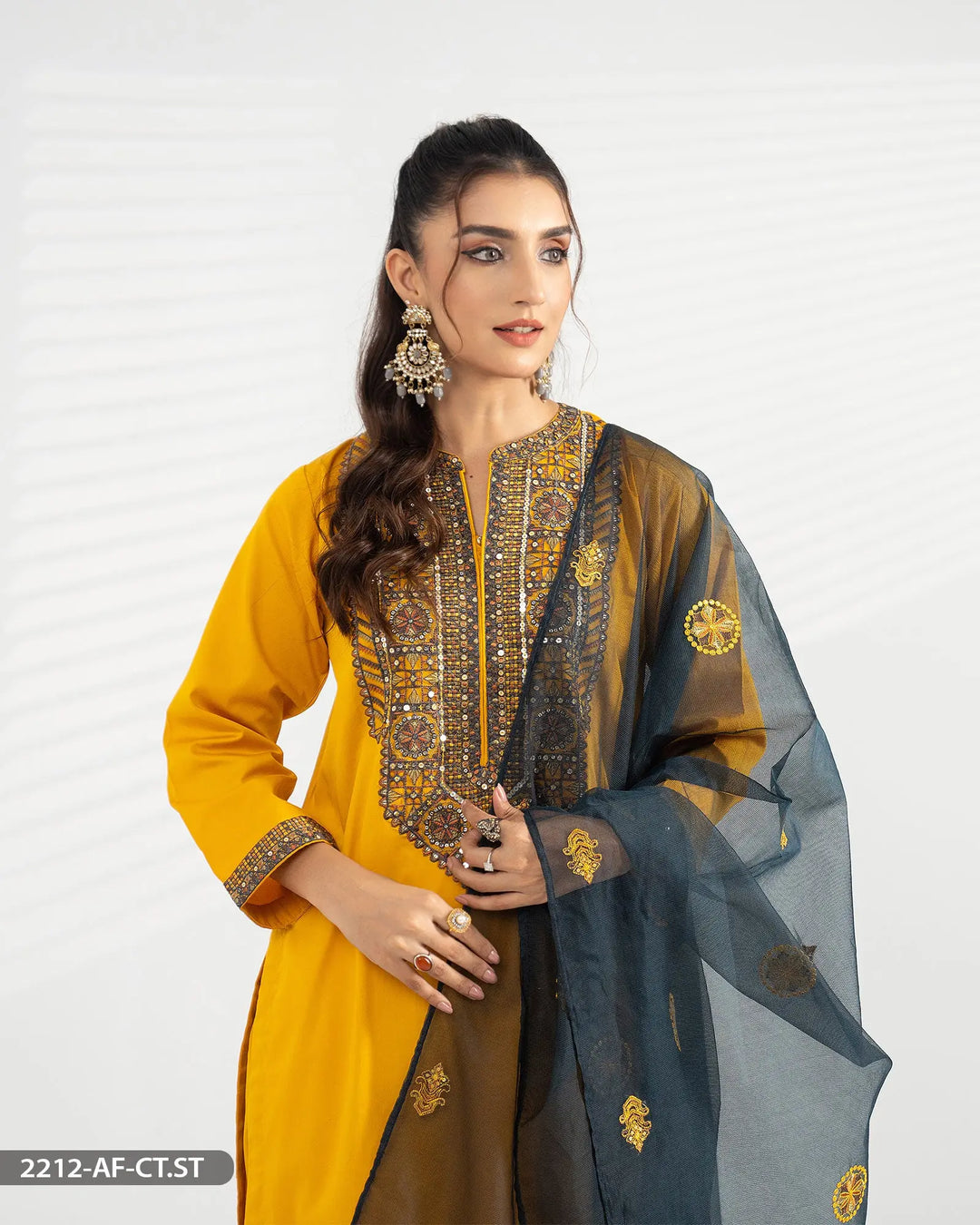 3 Piece Embroidered Suit | 2212-AF-CT.ST ShaPosh Textile