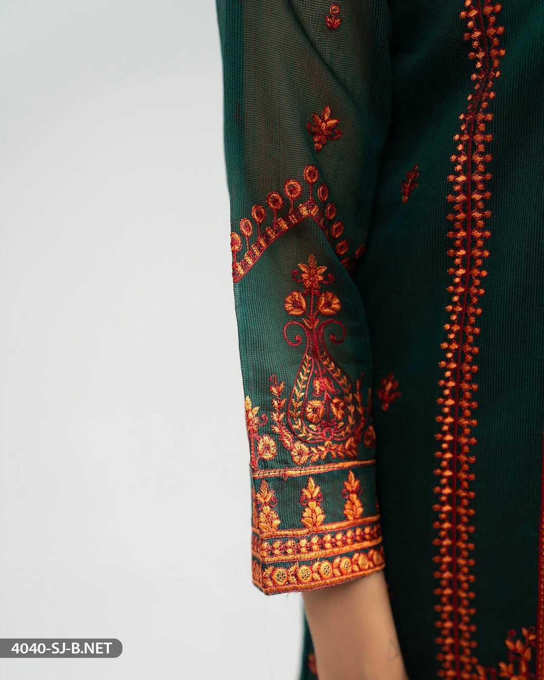 3 Piece Embroidered Suit | 4040-SJ-B.NET Sha Posh Textile