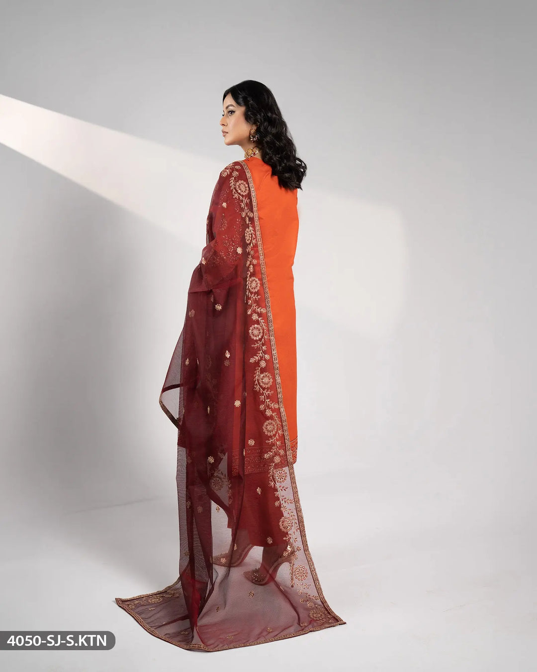 3 Piece Embroidered Suit | 4050-SJ-S.KTN Sha Posh Textile