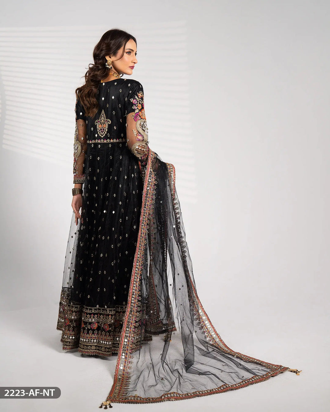 3 Piece Net Embroidered Maxi | 2223-AF-NT Sha Posh Textile