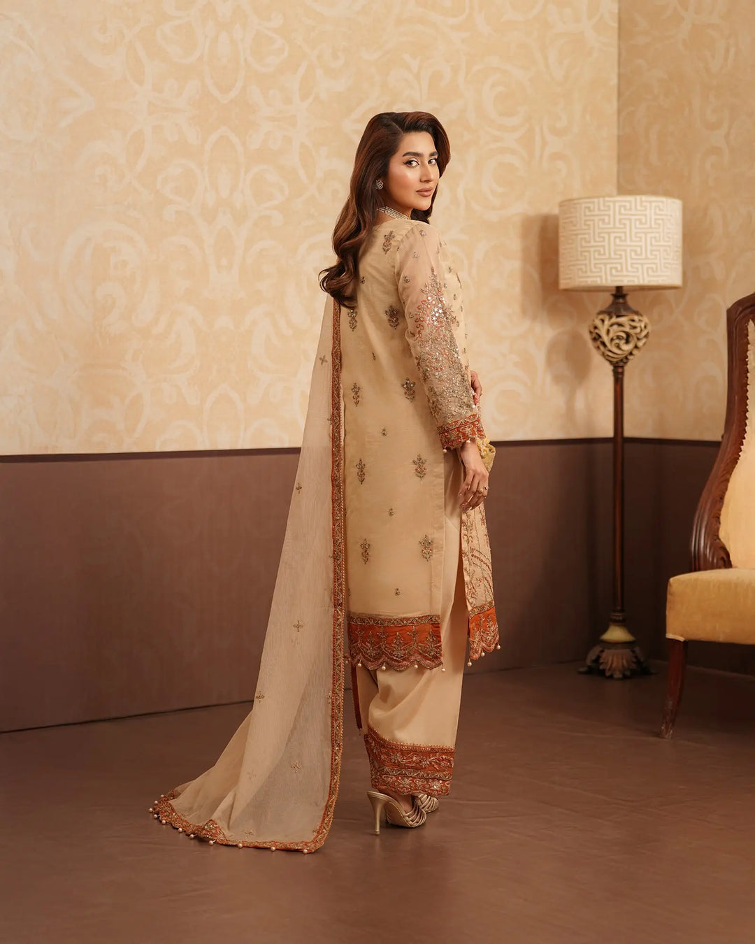 3-Piece Ready-to-Wear Bori Net Suit | 4092-SJ-B.NET - Sha Posh Textile