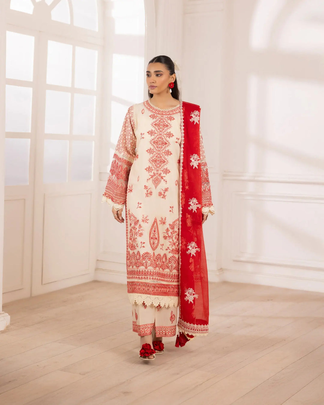 3-Piece Ready-to-Wear Jacquard Cotton Suit | 2253-AF-J.CT Sha Posh Textile