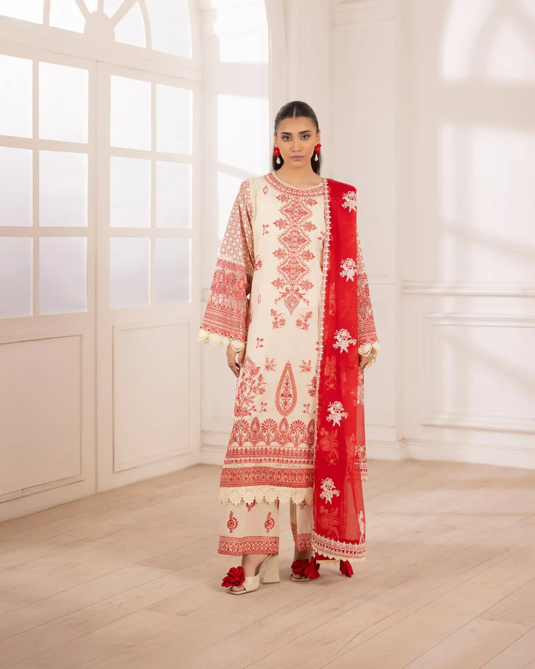 3-Piece Ready-to-Wear Jacquard Cotton Suit | 2253-AF-J.CT Sha Posh Textile