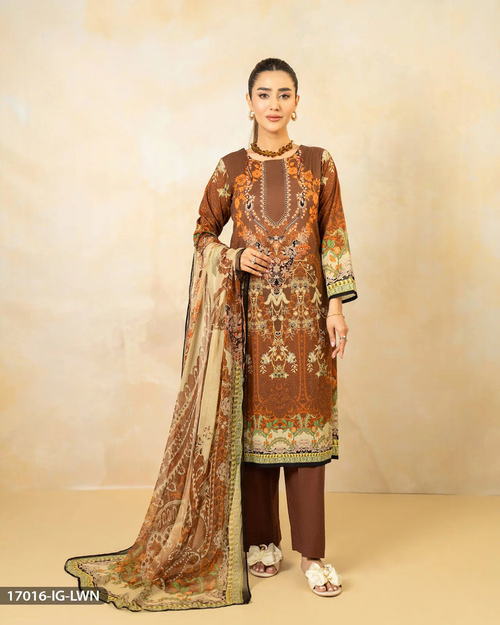 3 Piece lawn Printed Suit | 17016-IG-LWN Sha Posh Textile