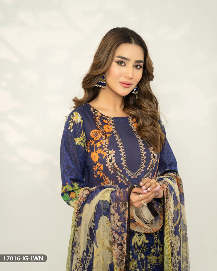 3 Piece lawn Printed Suit | 17016-IG-LWN Sha Posh Textile