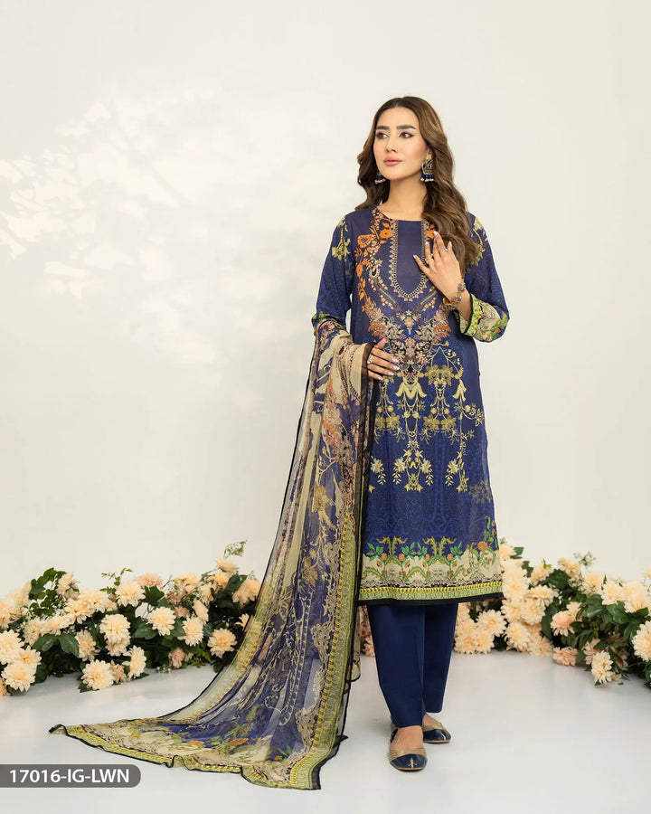 3 Piece lawn Printed Suit | 17016-IG-LWN Sha Posh Textile