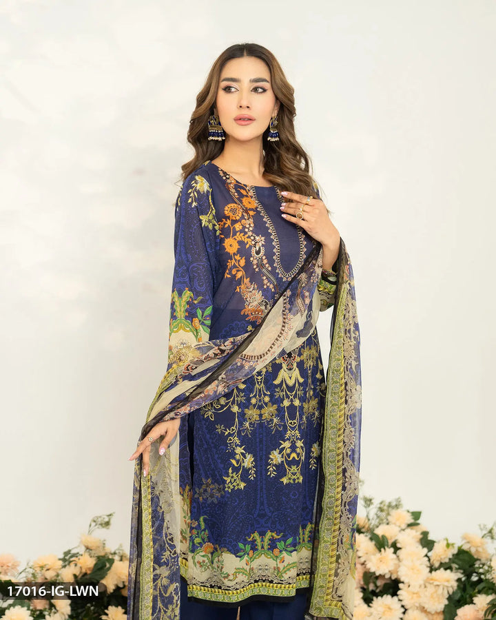 3 Piece lawn Printed Suit | 17016-IG-LWN Sha Posh Textile