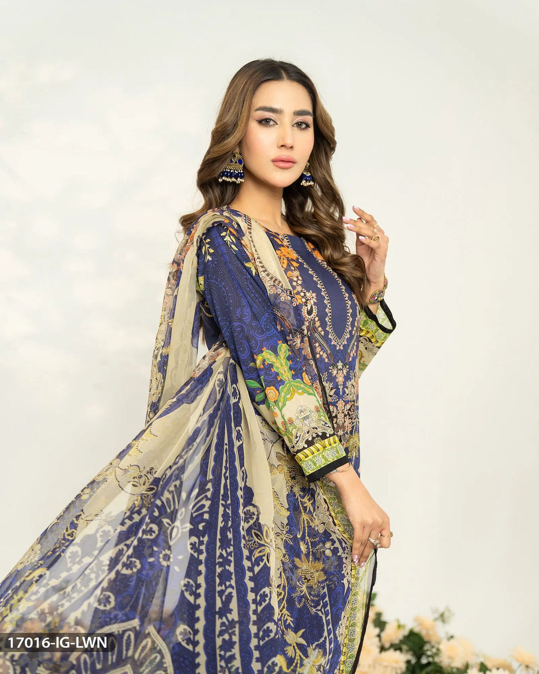 3 Piece lawn Printed Suit | 17016-IG-LWN Sha Posh Textile