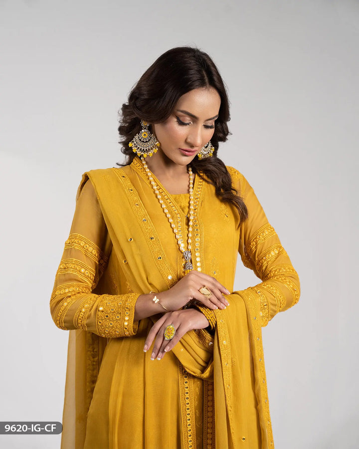 Chiffon Embroidered Frock | 9620-IG-CF Sha Posh Textile