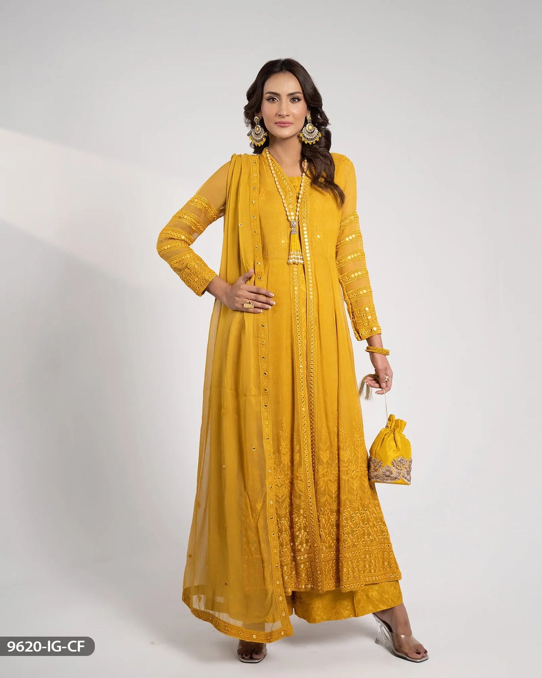 Chiffon Embroidered Frock | 9620-IG-CF Sha Posh Textile