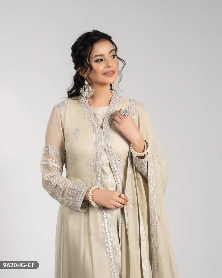 Chiffon Embroidered Frock | 9620-IG-CF Sha Posh Textile