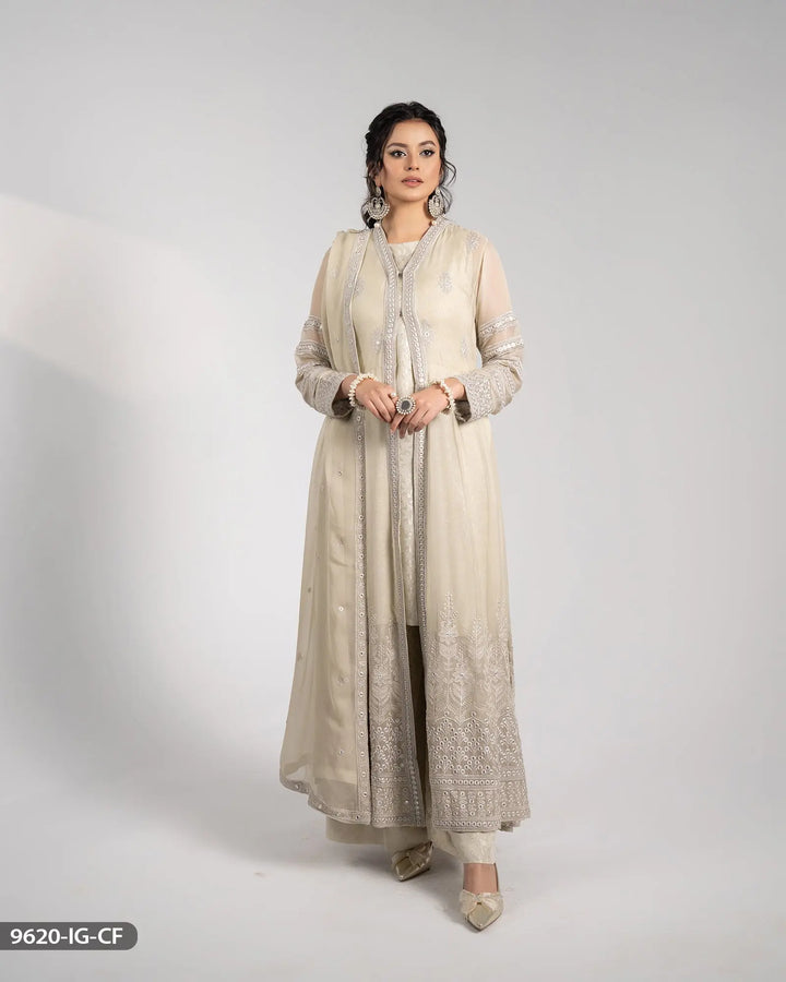 Chiffon Embroidered Frock | 9620-IG-CF Sha Posh Textile