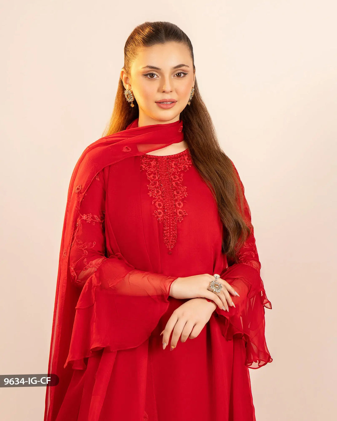 Chiffon Embroidered Suit | 9634-IG-CF Sha Posh Textile