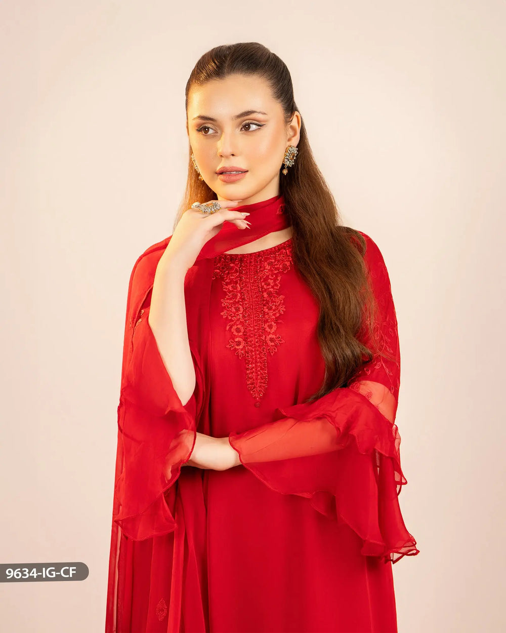 Chiffon Embroidered Suit | 9634-IG-CF Sha Posh Textile